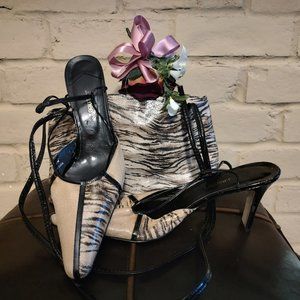 Ladies Size 12M BLACK/CREAM shoes PLUS matching purse!